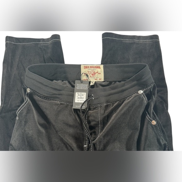 True Religion Men’s Big T Velvet Straight Black Pants size Medium NWT - Picture 1 of 5